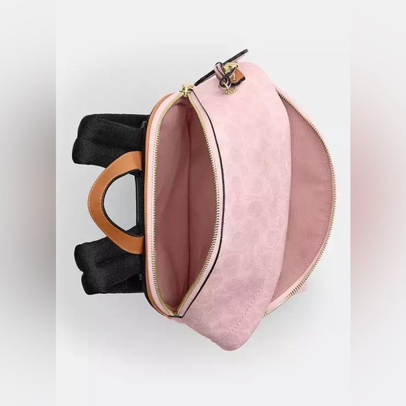 Coach Powder Pink Taylor Small Backpack in Signature Canvas with Charms main image 3